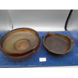 2 Davidson vintage art deco amber cloud glass bowls