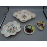 Aynsley dish and flowers candle holder, coalport dish and floral heart