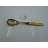 A plated Tea Caddy spoon, with Silver Hallmarked collar - John Yardley London 1897, total weight