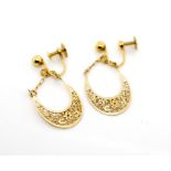 9ct yellow gold hanging ear clips