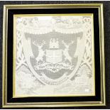 Framed lace Nottingham Crest panel