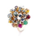 Multi gemstone and yellow gold cocktail ring
