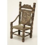 Antique Dutch silver miniature armchair