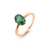 Antique green gemstone and rose gold ring