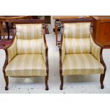 Pair of bergère lounge armchairs