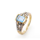 Topaz, diamond and 9ct yellow gold ring