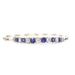 Antique sapphire and diamond set gold bracelet