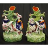 Pair Victorian Staffordshire figures with goats