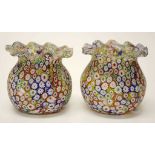 Pair of Millifiori glass vases