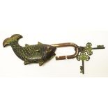 Bhutanese fish form brass securing lock