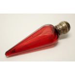 Antique ruby glass & sterling silver scent bottle