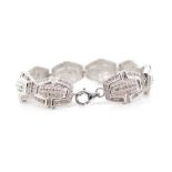 Diamond and silver bracelet