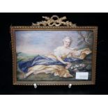 Framed handpainted portrait of a lady on ivory