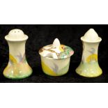 Clarice Cliff Bizarre 3 piece cruet set