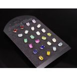 Twelve pairs of gemstone and silver stud earrings