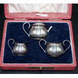 Edward VII sterling silver cased miniature tea set
