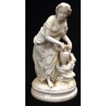 Antique Parian figure of a lady and urn