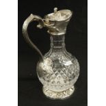 Whitehill silver plate & cut crystal claret jug