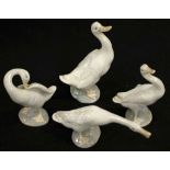 Three Lladro duck figurines