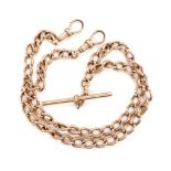 Antique English 9ct rose gold fob chain