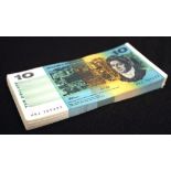 100 Australian paper $10 notes uncirculated