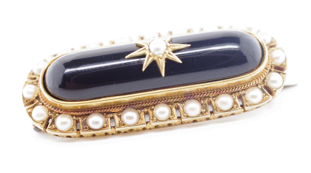 Victorian onyx and yellow gold brooch - Image 4 of 4