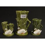 Three Sylvac Swan figure vases