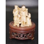 Antique Japanese carved ivory figural group