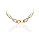 Diamond and 9ct yellow gold necklace