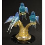 Good Murano glass"Three birds on a branch"figurine