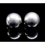 Modernist silver domed ear clips