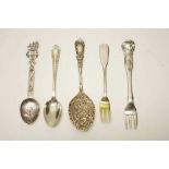 Five silver teaspoons and forks