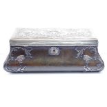 Edwardian sterling silver and leather box