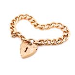 Vintage 9ct rose gold curb link bracelet and