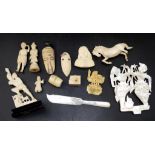 Collection of various vintage ivory/bone items