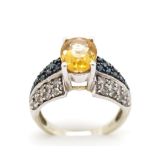 Citrine and 10ct white gold ring