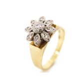 Diamond set palladium and 18ct yellow gold ring