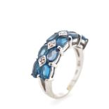 Topaz and diamond set white gold ring