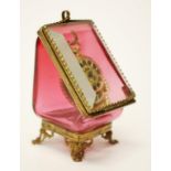 Ruby glass & ormolu watch case