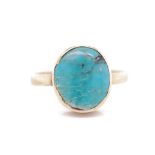 Antique turquoise and 9ct yellow gold ring