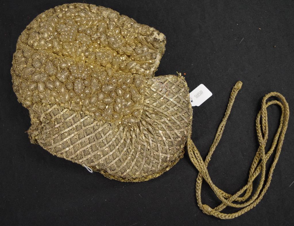 Antique gilt brocade lady's bonnet
