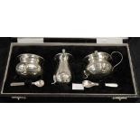 Cased sterling silver cruet set