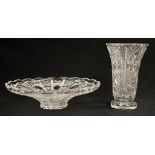 Bohemian cut crystal bowl and vase