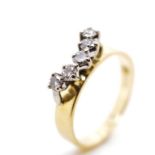 Five stone diamond and 18ct yellow gold wedding