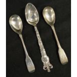 Pair of George III sterling silver mustard spoons