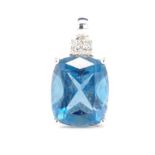 Topaz, diamond and 14ct white gold pendant