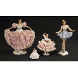 Four various Dresden lace figures