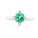 Emerald and diamond set 18ct white gold ring