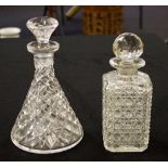 Two cut crystal decanters