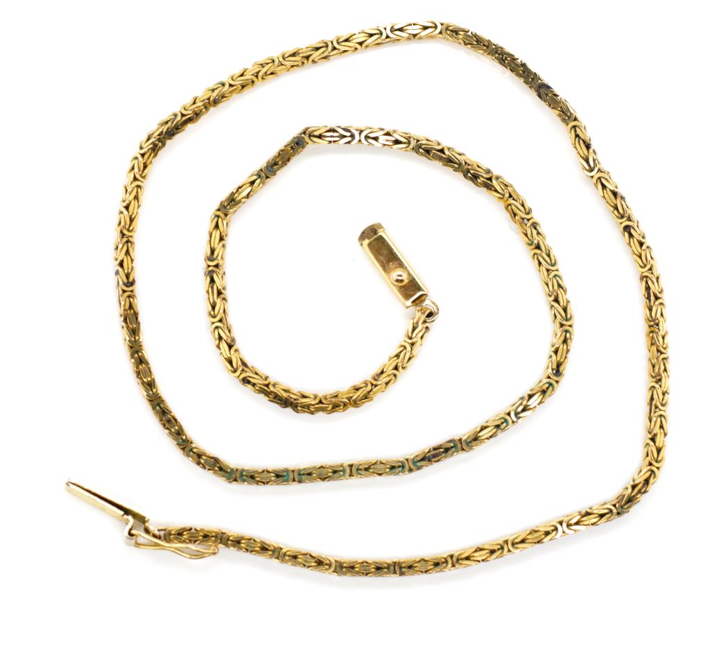 9ct yellow gold "Byzantine" link chain necklace